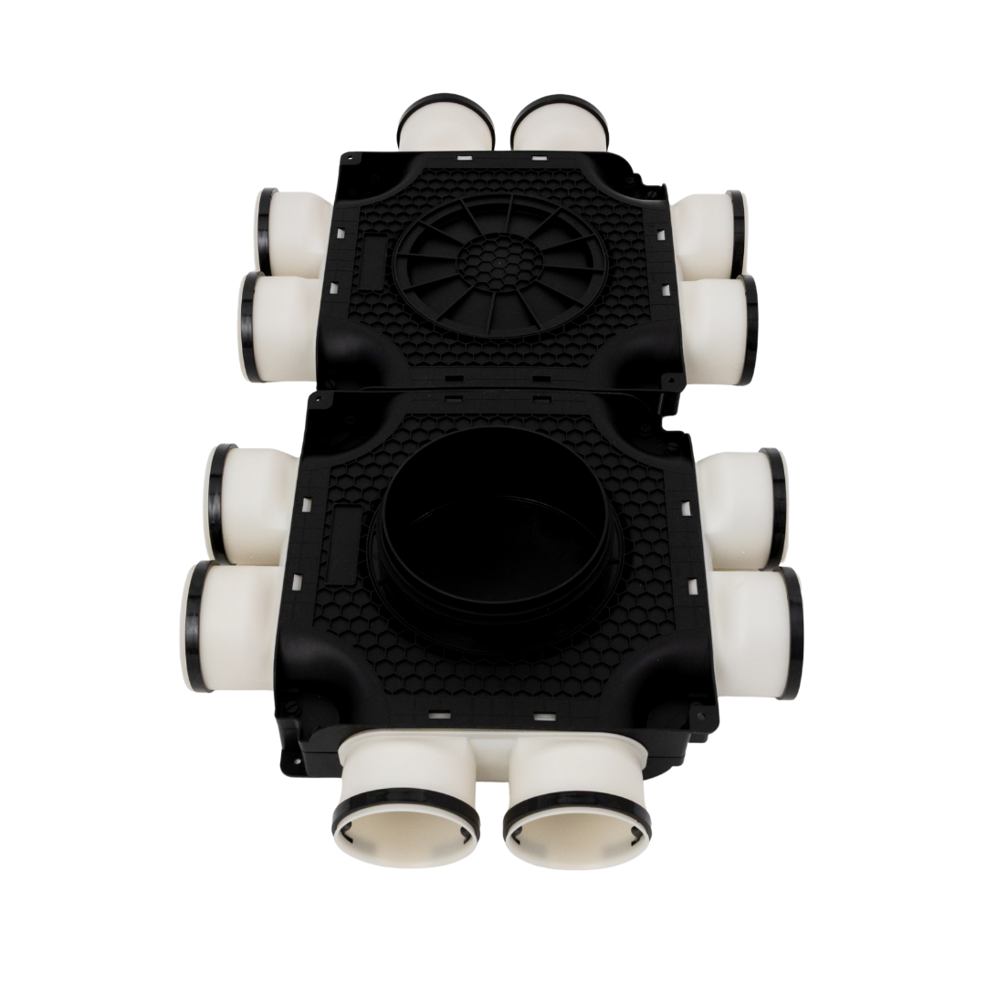 Luchtverdeelbox 12xØ90 inclusief Ø180 hoofdaansluiting