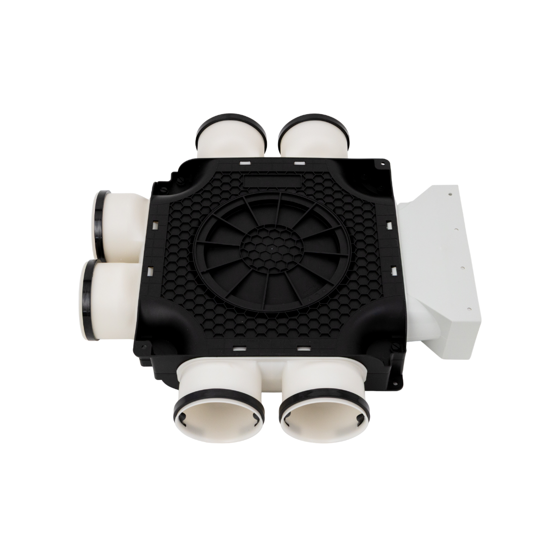 Luchtverdeelbox 6xØ90 met 220x80 aansluiting